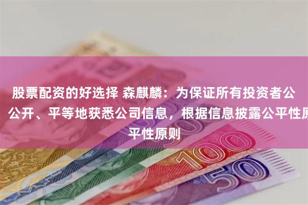 股票配资的好选择 森麒麟：为保证所有投资者公平、公开、平等地获悉公司信息，根据信息披露公平性原则