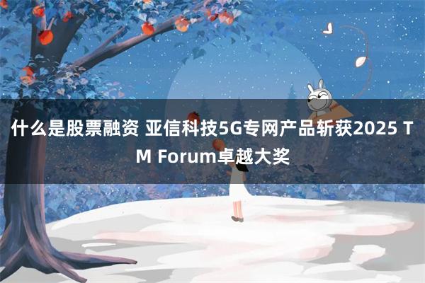 什么是股票融资 亚信科技5G专网产品斩获2025 TM Forum卓越大奖